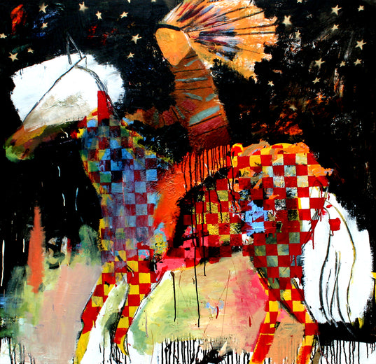 A Checkered Pony and a Starry Sky by Scott Dykema |  Context View of Artwork