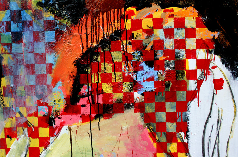 A Checkered Pony and a Starry Sky by Scott Dykema |   Closeup View of Artwork