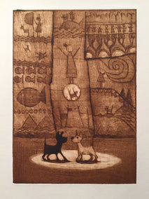 printmaking by Doug Lawler titled A Dance?
