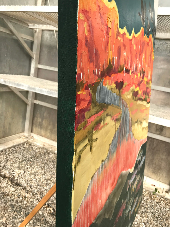 The Mountains are Calling by Alana Clumeck |  Side View of Artwork