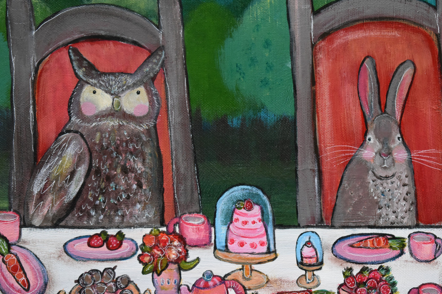 Moonlight Tea Party by Andrea Doss |  Closeup View of Artwork