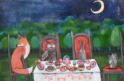 Original art for sale at UGallery.com | Moonlight Tea Party by Andrea Doss | $875 | acrylic painting | 20' h x 30' w | thumbnail 1