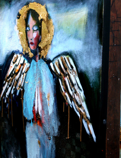 A Sky Blue Blur Angel by Scott Dykema |   Closeup View of Artwork