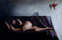 Original art for sale at UGallery.com | Woman with Cardinal by John Kelly | $2,700 | oil painting | 21' h x 32' w | thumbnail 1