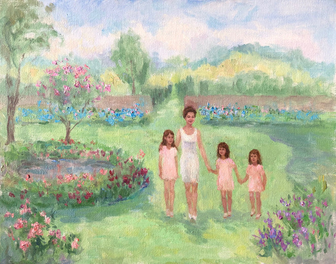 A Walk in the Garden - Commission by Oksana Johnson |   Closeup View of Artwork