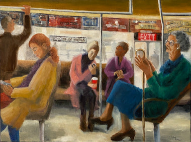 oil painting by Connie Millholland titled Bus People