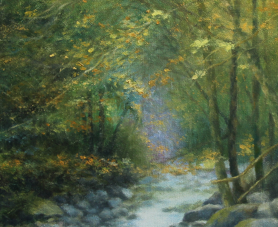Dance of the Golden Lights by Jo Galang |  Closeup View of Artwork