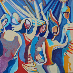 acrylic painting by Diana Elena Chelaru titled Dancing with Friends