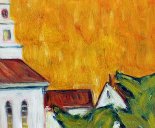 Evening, Stowe Community Church, Vermont by Doug Cosbie |   Closeup View of Artwork 