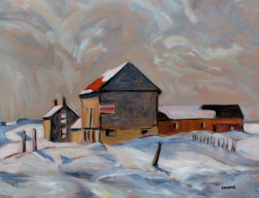 oil painting by Doug Cosbie titled Winter Light, St Lawrence County, New York