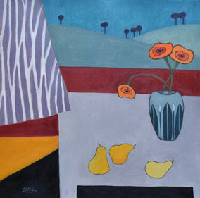 Original art for sale at UGallery.com | Three Yellow Poppies by Feng Biddle | $1,300 | oil painting | 30' h x 30' w
