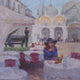 Original art for sale at UGallery.com | Breakfast on Piazza San Marco by Oksana Johnson | $3,175 | oil painting | 32' h x 32' w | thumbnail 1
