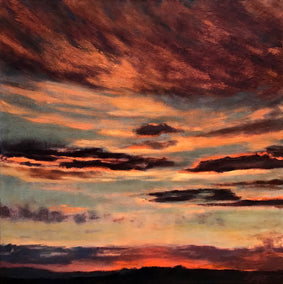 oil painting by Elizabeth Garat titled Days End Vermillion Glow