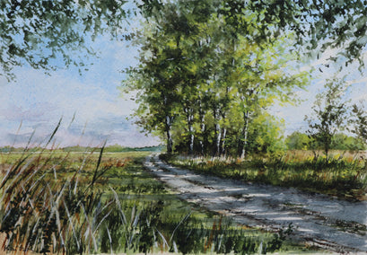 watercolor painting by Erika Fabokne Kocsi titled The Shadow of the Trees