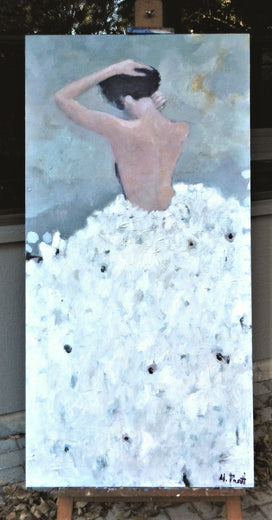 Evening Figure In White Dress by Mary Pratt |   Closeup View of Artwork