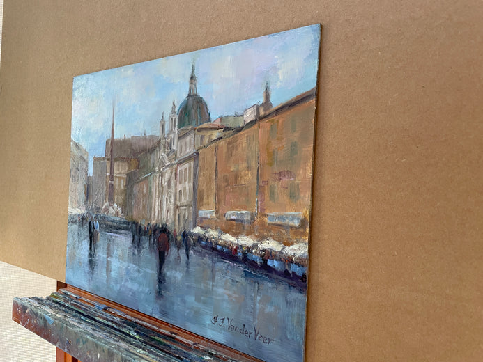 After the Rain (Piazza Navona) by Faye Vander Veer |  Side View of Artwork