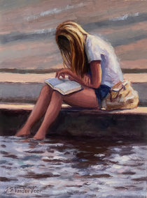 oil painting by Faye Vander Veer titled Young Girl Reading