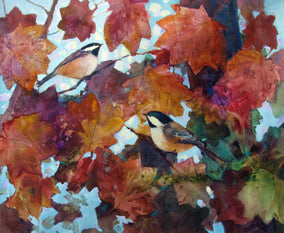 Original art for sale at UGallery.com | Fluttery Leaves by Melissa Gannon | $550 | mixed media artwork | 15' h x 18.25' w