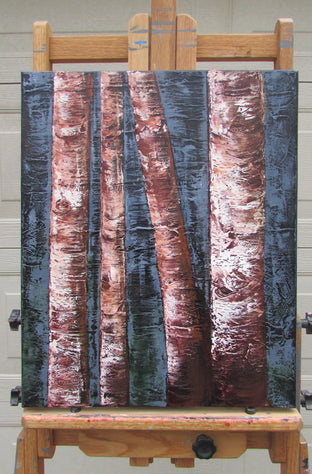 Four Birch Trunks by Valerie Berkely |  Context View of Artwork 