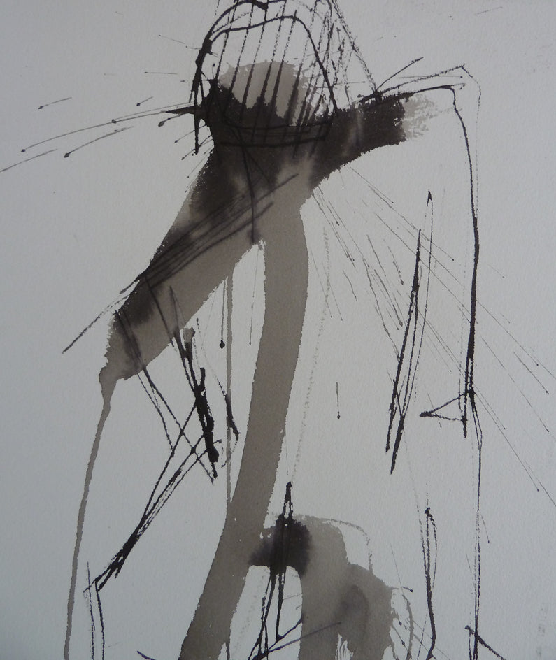 Gestural Ink Drawing #56 by Gail Ragains |  Closeup View of Artwork