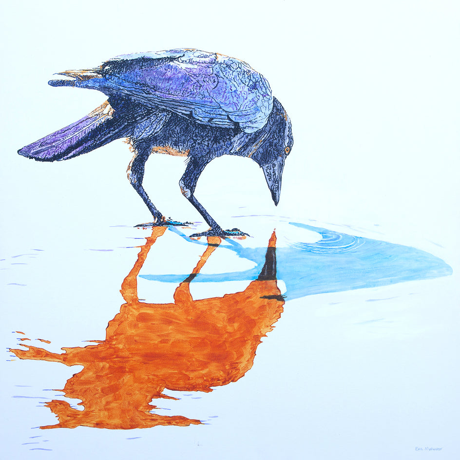 A Crow Reflecting on the Beach by Emil Morhardt |  Artwork Main Image