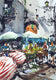 Original art for sale at UGallery.com | Crowded Naples by Maximilian Damico | $550 | watercolor painting | 18' h x 11' w | thumbnail 1