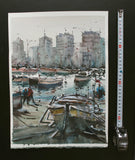 Original art for sale at UGallery.com | Izmir Port by Maximilian Damico | $600 | watercolor painting | 15' h x 11' w | thumbnail 3