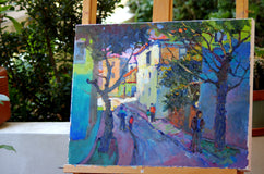 Original art for sale at UGallery.com | Old Street (Early Evening) by Suren Nersisyan | $675 | oil painting | 16' h x 20' w | thumbnail 4