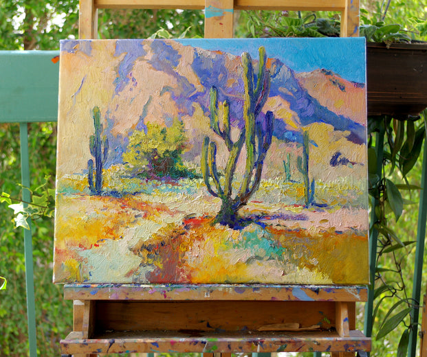 Landscape with Saguaro Cactus, Arizona Desert by Suren Nersisyan |  Side View of Artwork