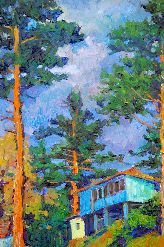 Pine Trees in the Mountains, After the Rain by Suren Nersisyan |  Closeup View of Artwork