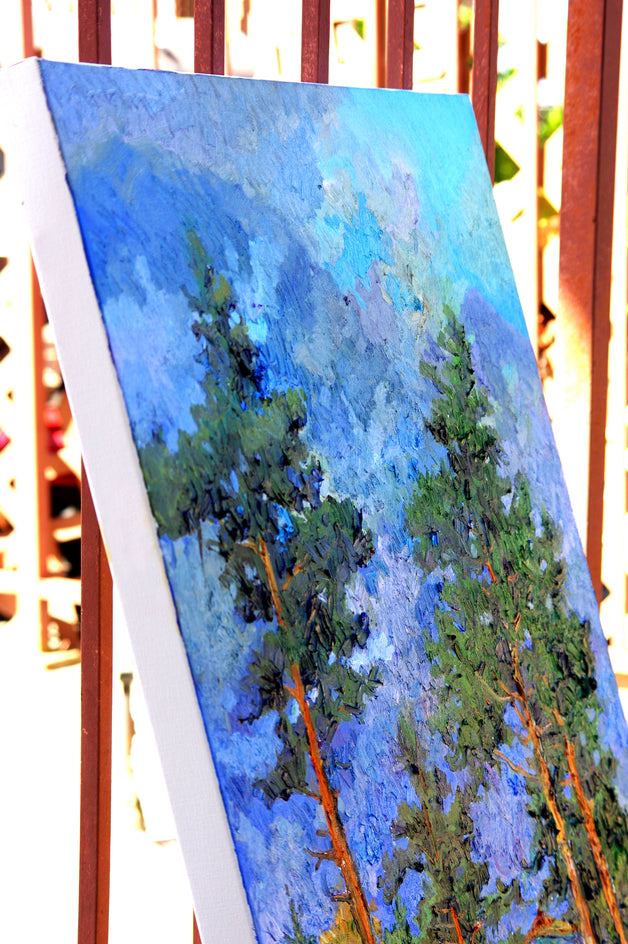 Pine Trees in the Mountains, After the Rain by Suren Nersisyan |  Side View of Artwork