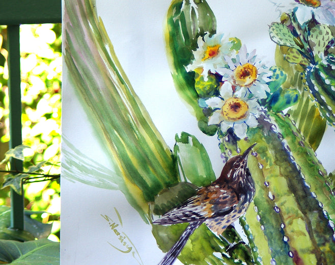 Cactus Wren and Saguaro Cactus by Suren Nersisyan |  Context View of Artwork