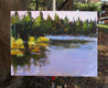 Original art for sale at UGallery.com | Yellow Bushes by Lake by Janet Dyer | $975 | acrylic painting | 18' h x 24' w | thumbnail 3