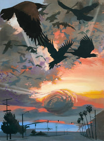 oil painting by Jesse Aldana titled Murder@Sunset