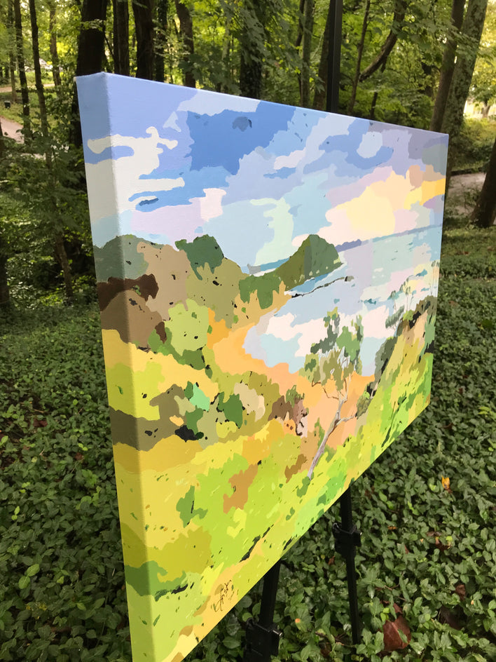 Costal Impressions - Sunset Over the Bay by John Jaster |  Side View of Artwork