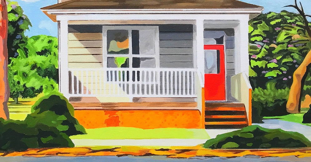 House With Red Door by John Jaster |   Closeup View of Artwork