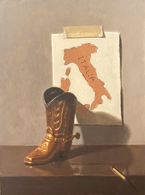 oil painting by Jose H. Alvarenga titled The Boot