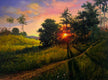 Original art for sale at UGallery.com | Magic Sunset: The Golden Symphony of Nature by Jose Luis Bermudez | $3,175 | oil painting | 30' h x 40' w | thumbnail 1