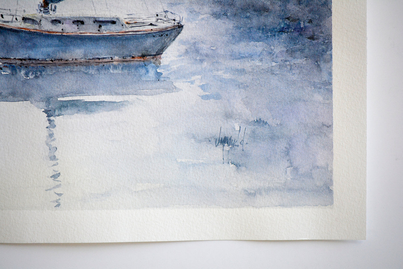 In the Misty Mooring by Judy Mudd |  Side View of Artwork