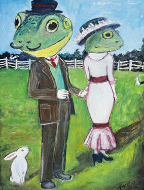 Original art for sale at UGallery.com | Frog Couple by Kat Silver | $625 | oil painting | 12' h x 9' w