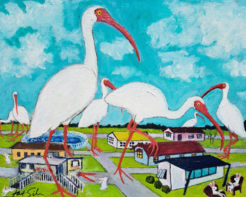 oil painting by Kat Silver titled Ibis Invasion