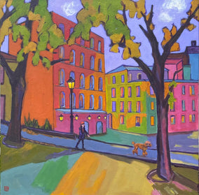 Original art for sale at UGallery.com | Strolling with a Puppy by Laura (Yi Zhen) Chen | $1,050 | acrylic painting | 20' h x 20' w