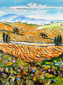 oil painting by Lisa Elley titled A Window to Wine Country