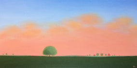 Original art for sale at UGallery.com | Sunset over the Old Farmstead by Sharon France | $1,000 | acrylic painting | 12' h x 24' w