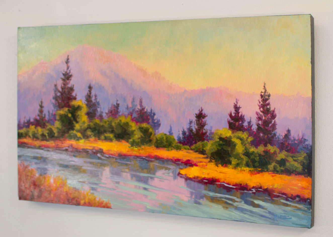 Marsh and Willows by Karen E Lewis |  Side View of Artwork