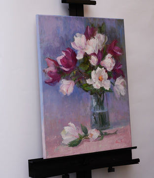 Magnolia Bouquet by Oksana Johnson |  Side View of Artwork 