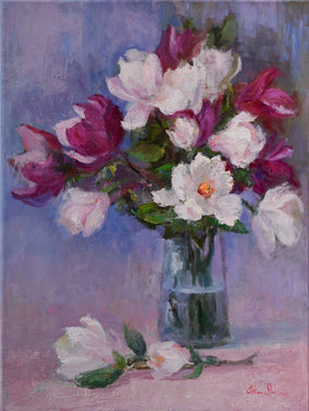 Original art for sale at UGallery.com | Magnolia Bouquet by Oksana Johnson | $1,400 | oil painting | 24' h x 18' w
