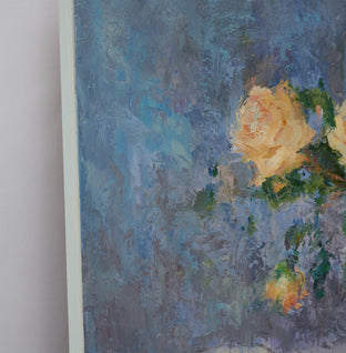 Yellow Roses and Italian Vase by Oksana Johnson |  Side View of Artwork 
