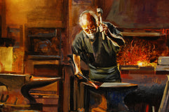 Original art for sale at UGallery.com | My Favorite Anvil by Onelio Marrero | $1,125 | oil painting | 18' h x 24' w | thumbnail 3