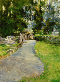 oil painting by Onelio Marrero titled The Path at Glendalough Monastery